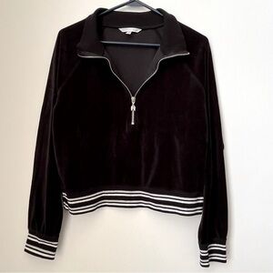 VICTORIA'S SECRET Black Crop Velour Tracksuit Jacket Size Large
